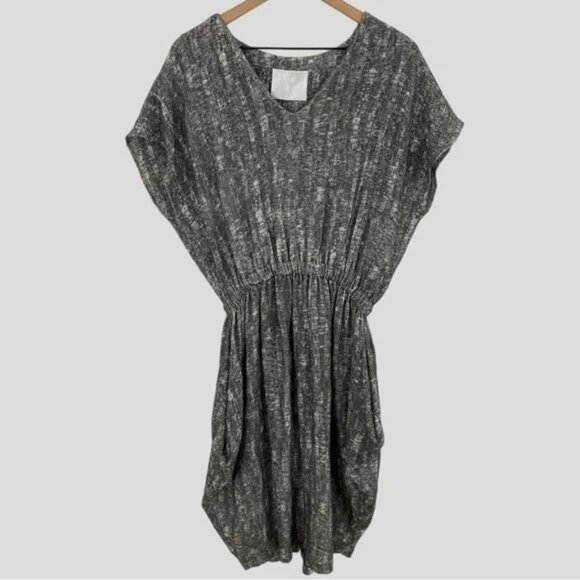 Meg Black and White Linen Cotton Lagenlook Dress with Pockets Large - Picture 1 of 7